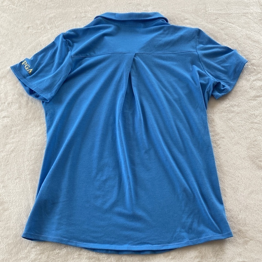 Adidas PGA Women's Blue Golf Polo Shirt. PGA Crest on chest and logo on sleeve. - Picture 13 of 13